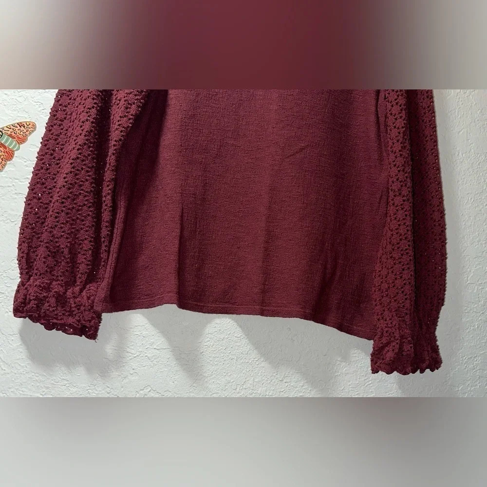 Texture and Thread (Madewell) Eyelet Mix Ruffle Sleeve Blouse - Picture 3 of 8